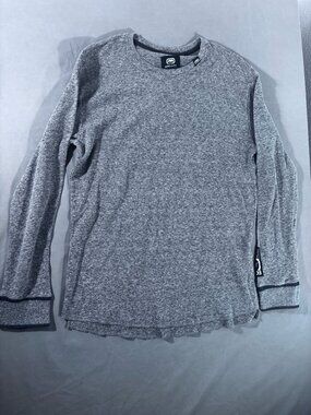Ecko Unltd Men’s Gray Waffle Knit Thermal Long Sleeve Shirt Crew Neck